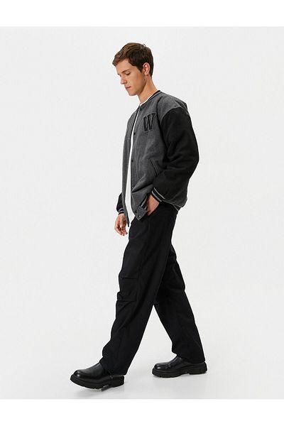 Koton Oversize Parachute Loose Trousers with Lace Waist Pockets