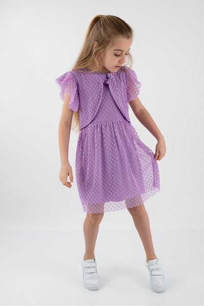 TRENDİMİZBİR Girl's Tulle Dress with Jacket and Accessories