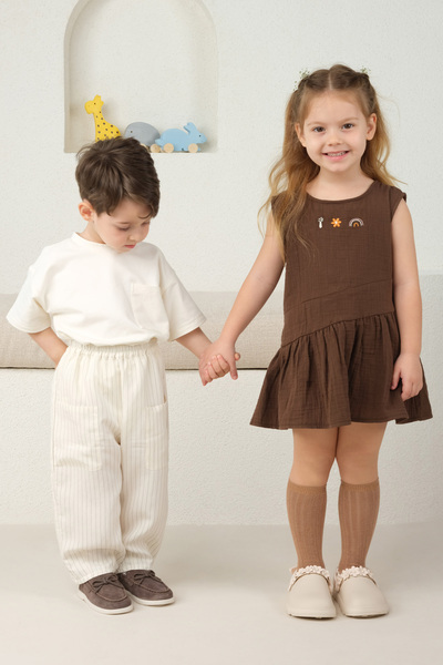 Mioma Kids Torba Cepli Pantolon Ekru