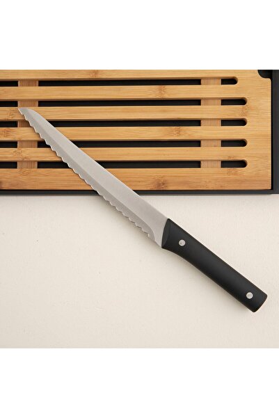 Chakra Agni̇ Bamboo Cutting Board with Knife 38X27 cm Natural