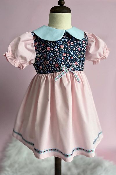 Bertuğ Bebek Rochie de primăvară pentru fetiță, albastru, roz, cu model floral