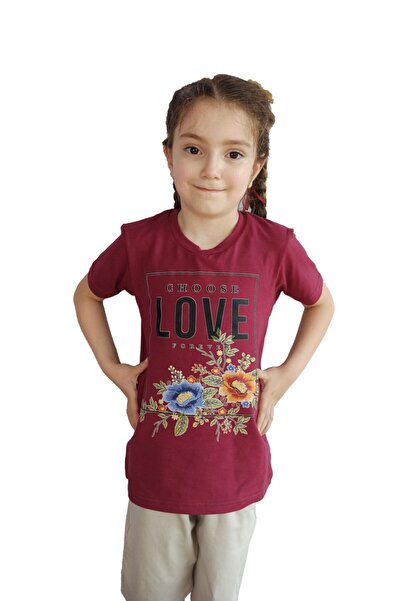 Bluence Tricou din bumbac pentru copii, model Plum Girl Waiter