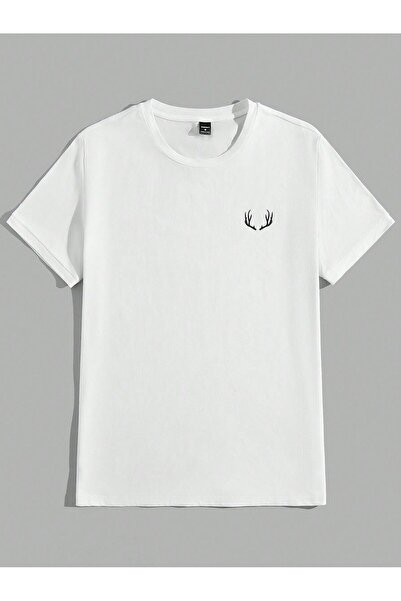 coolart Tricou oversize cu logo White Deer - Decolteu tip crew, Mânecă scurtă