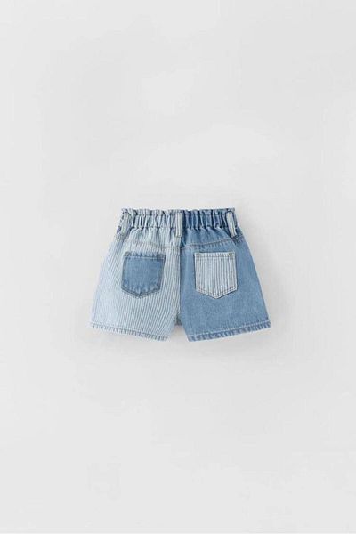 Pink Hippo Kids Girl's Striped Jean Bermuda Denim Shorts