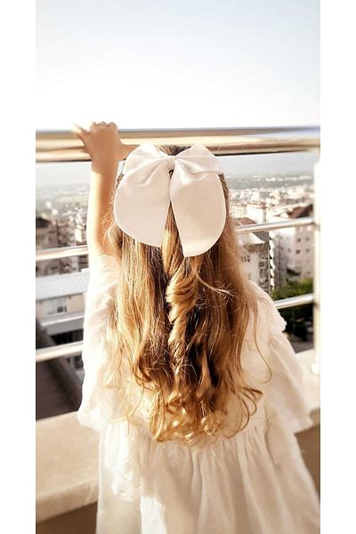 NEW BOWS BANDS Girl's White Big Bow Buckle