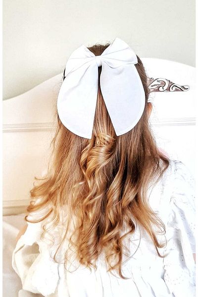 NEW BOWS BANDS Girl's White Big Bow Buckle
