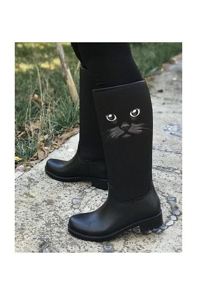 Demashoes Αδιάβροχες μπότες βροχής με σχέδιο γάτας