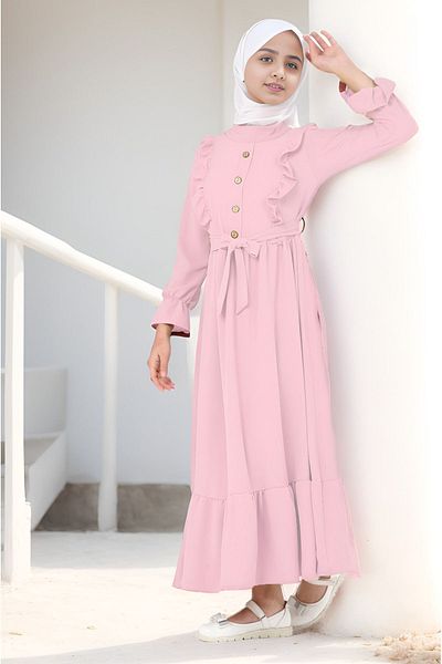 Joui Co Girl's Long Hijab Aerobin Linen Dress