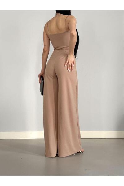 Esinty Esinty Trend - Рокля-гащеризон от вносен креп плат, с презрамки и широки крачоли (цветна)