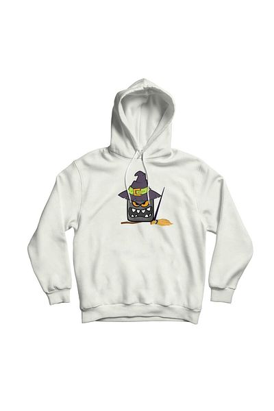 The Baski Hanorac cu glugă cu imprimeu mătură, unisex, alb, Redball Witch, pentru copii, de înaltă calitate, premium