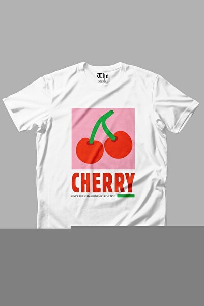 The Baski Bela unisex majica Cherry Cherry Štampano kratkih rukava T-shirt