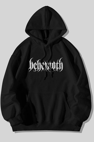 The Baski Суитшърт от 100% памучен полар с щампа Behemoth Design, първокласен черен