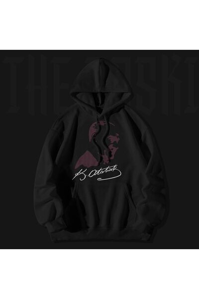 The Baski Unisex crna Kemal Atatürk potpisna Štampano Kengur džep visokokvali...