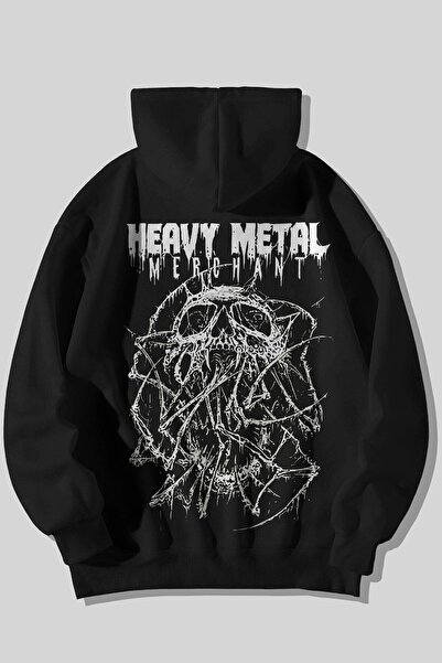 The Baski Metal Head Metalist Skull Printed 100% Cotton Fleece Inside Premium Black Sweatshirt