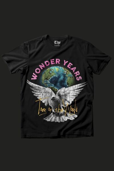 The Baski Crna unisex majica Wonder Years sa šarenim orlom Štampano Cool krat...
