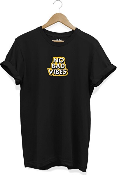 The Baski Crna unisex majica bez loših vibracija tekst Štampano kratki rukav ...