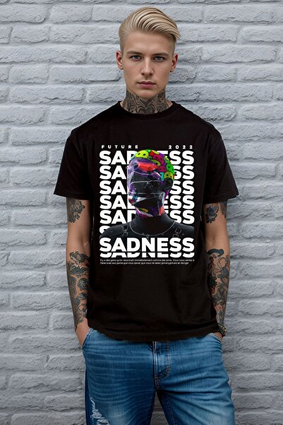 The Baski Crna unisex majica Sadness Drill Štampano Minimal kratki rukav T-shirt
