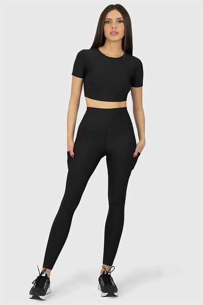 Superstacy High Waist Pocket Black Sports Leggings