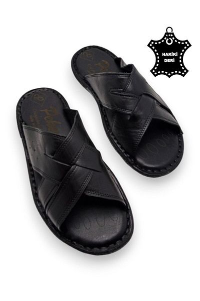 MAGIC SHOES Orthopedic Men's Slippers with All Genuine Leather and Heel Cushion System