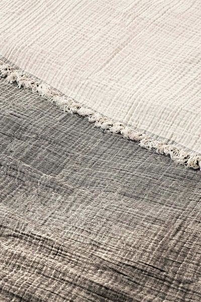 Denizli Concept Anthracite 4 Layer Muslin Bedspread - 100% Cotton Cooling and Air Permeable Thin Blanket