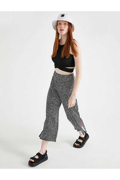 Koton Patterned Trousers Wide Leg