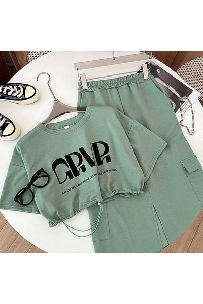 esmacamoda Green Girl's Tracksuit Set