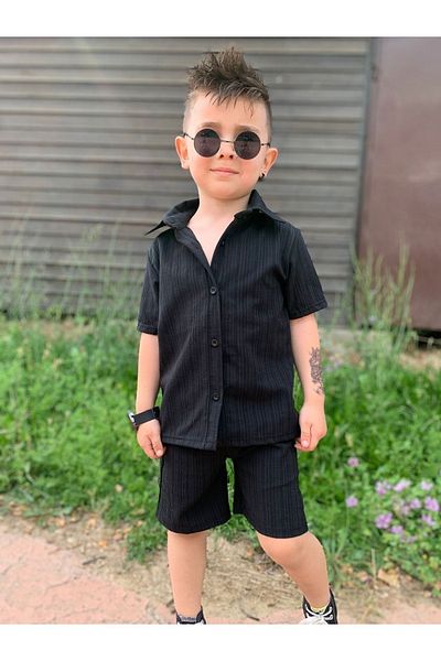Calisa Cămașă cu mânecă scurtă din țesătură de in Aerobin pentru băieți Pantaloni scurți din in