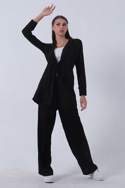 Feminist Black Linen Suit Pants -0106319