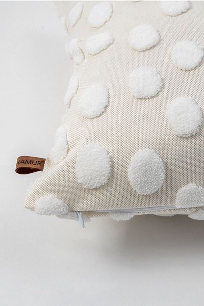 HAMUR Bohemian Special Design Punch Punch Pattern Decorative Throw Pillow Cover Point Ecru