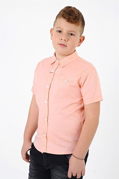 Banadamoda Cămașă de bază cu mânecă scurtă pentru băiat somon