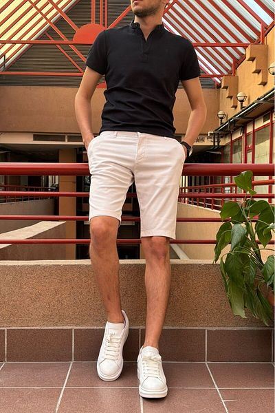 inpool Ανδρικό, Slim Fit, Βαμβακερό ύφασμα, Κέντημα Λεπτομερές σορτς 24inp278