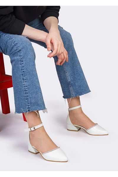 Ayalbuzenne 5 Pont White Wrinkled Stone Patent Leather