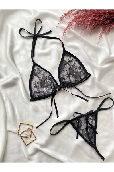 Maly Love Kadın Siyah Dantel Sütyen Külot Takımı