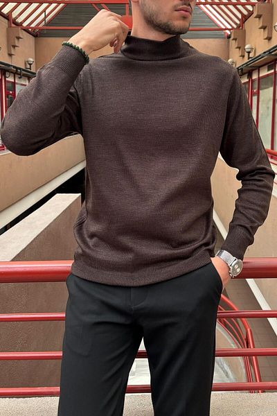 inpool Ανδρικό, Slim-Fit, Old Money, Πλεκτό πουλόβερ με μισό λαιμό