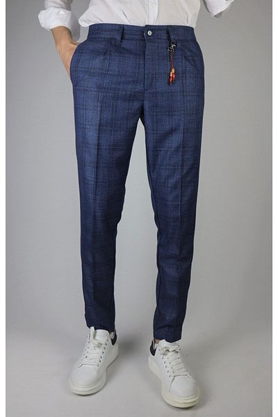 inpool Men's Plaid Patterned Polyviscon Trousers