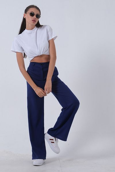 Feminist High Waist and Wide Leg Linen Trousers - Saks01020661