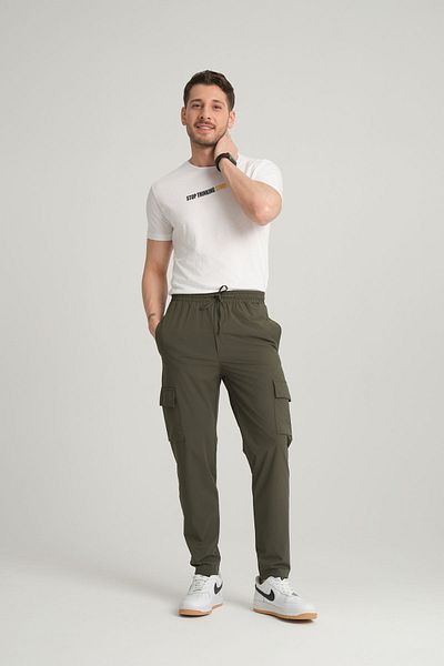 inpool Men, Regular Fit, Parachute Fabric, Cargo Pocket, Elastic Trousers 24Inp276