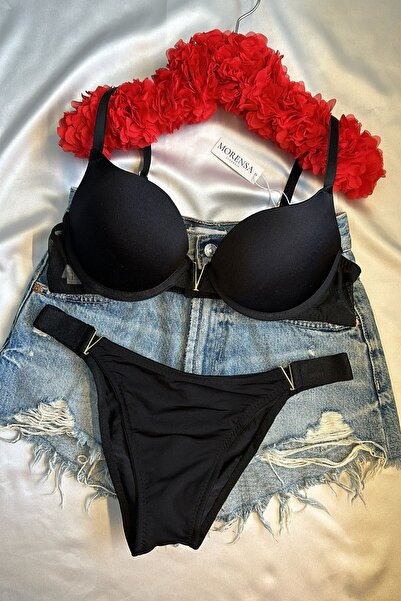 Morensa Μαύρο Σετ σουτιέν Soft Cup - Λεπτομέρεια V και ελαφριά υποστήριξη