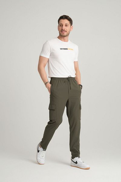 inpool Men, Regular Fit, Parachute Fabric, Cargo Pocket, Elastic Trousers 24Inp276