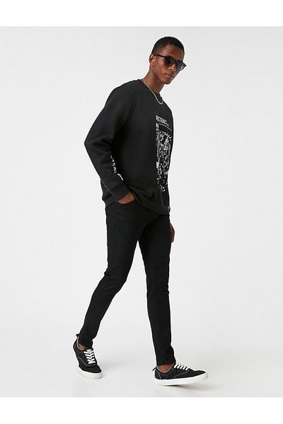 Koton 3wam40011bd Schwarze 999-Jeans aus Baumwoll-Denim für Herren