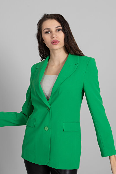 Feminist Vatkalı Astarlı Blazer Ceket Yeşil 0105110