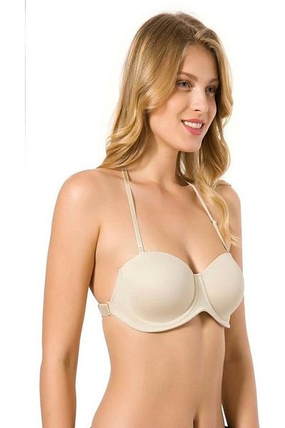 Le Jardin Beige Transparent Bra - Halter Neck, Women's 7042
