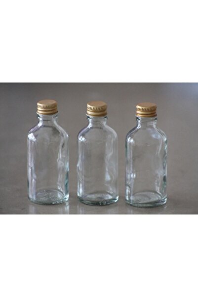 Juniberry 3Pcs 50ml Gold Metal Cap Multipurpose Glass Bottle Leak Proof Jar Bottle 3x50ml