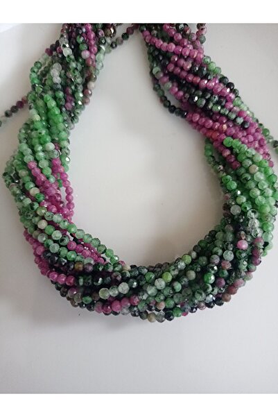 Mudita Tasarım 2 mm faset kesim gerçek doğal Anyolit taşı kolye