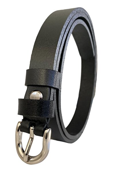 GoDeri %100 Hakiki Deri Gümüş Tokalı Siyah Çok Ince Kadın Kemeri, 1.8 Cm=çokince-03
