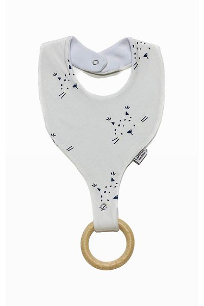 Lumos Trade Pacifier Holder Bib - Cute Cat 100% Cotton Fabric Pacifier Hanger