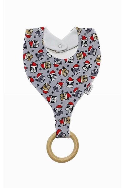 Lumos Trade Pacifier Holder Bib - Cute Dogs 100% Cotton Fabric Pacifier Strap