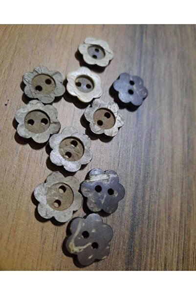 İMREN AKSESUAR Φυσικό ξύλινο κουμπί λουλουδιού κοκονάτ 1,5 εκ. 1 συσκευασία 10 τεμάχια