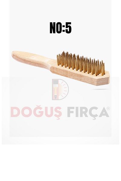Doğuş Yellow Steel Wire Brush - Wooden Handle, Model No:5