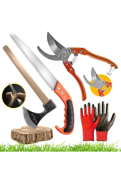 PROXTECH Bahçe El Aletleri4 Parça Set Bağ Budama Makası 300m Testere  Metal N...